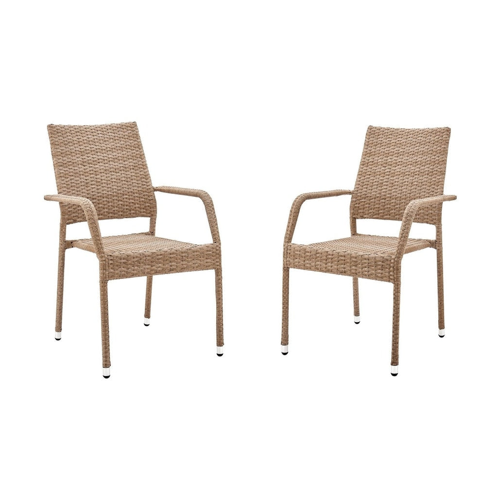 Manhattan Comfort 2-Piece Genoa Patio Dining Armchair in Nature Tan Weave