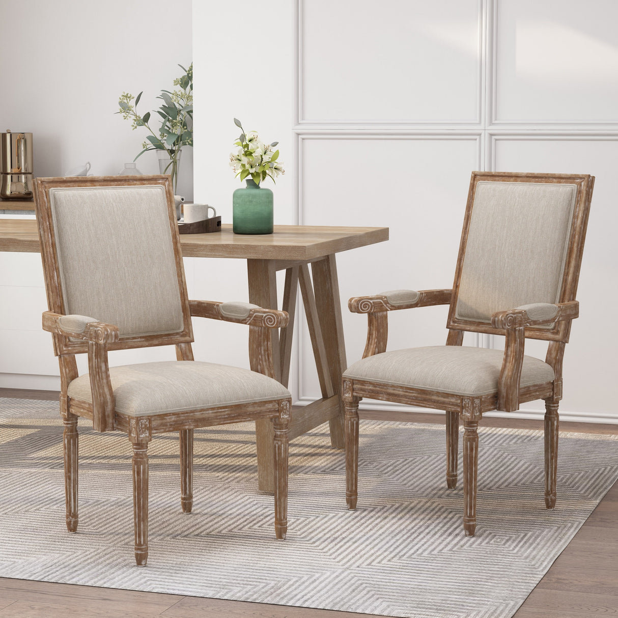 Maria French Country Upholstered Dining Chairs by Christopher Knight Home - 23.75" L x 23.75" W x 39.75" H