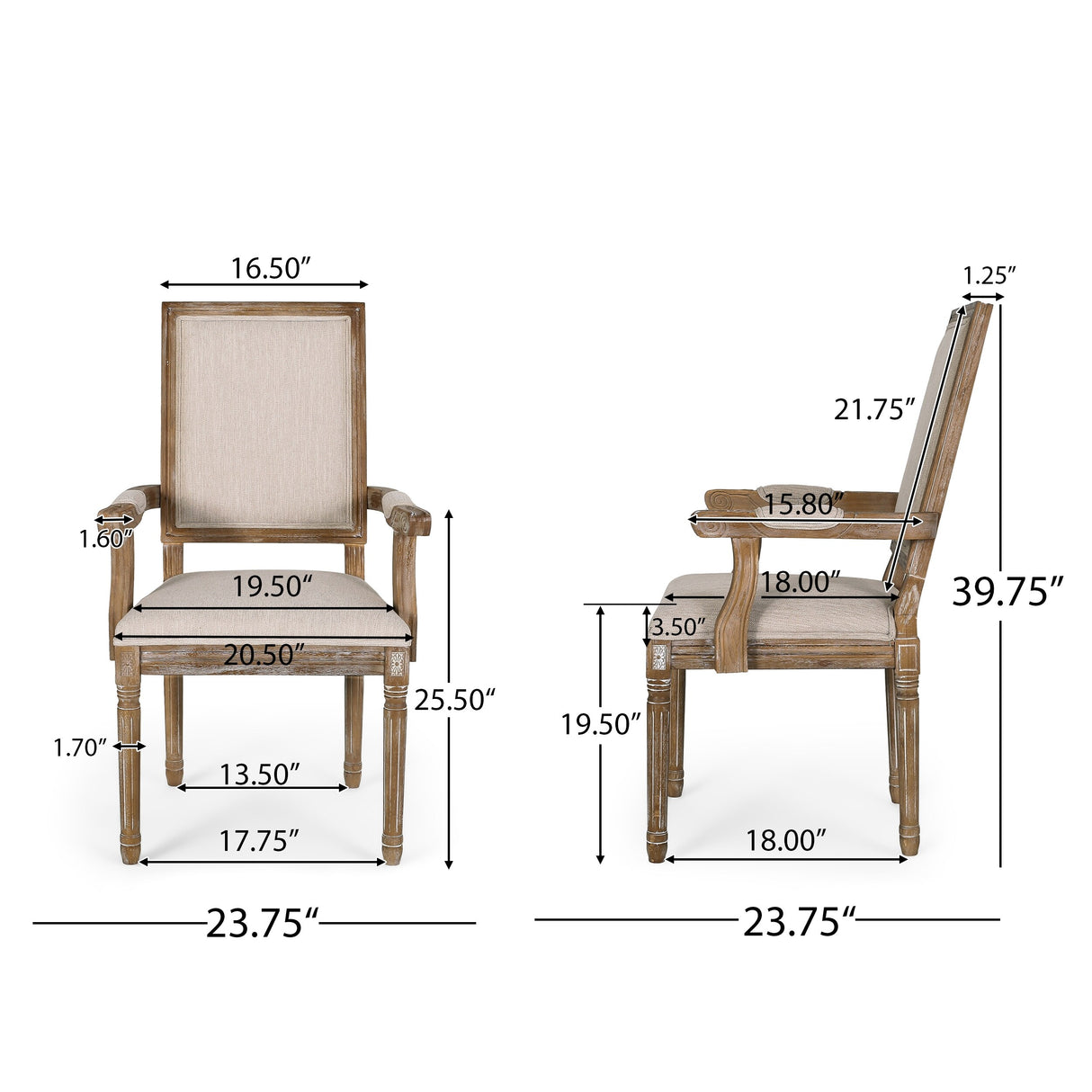 Maria French Country Upholstered Dining Chairs by Christopher Knight Home - 23.75" L x 23.75" W x 39.75" H