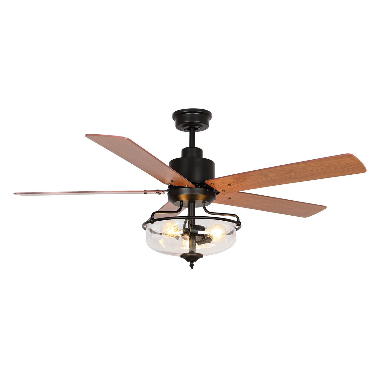 52 inch Reversible Wooden 5-Blade 3-Light Ceiling Fan with Remote