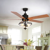 52 inch Reversible Wooden 5-Blade 3-Light Ceiling Fan with Remote