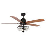 52 inch Reversible Wooden 5-Blade 3-Light Ceiling Fan with Remote