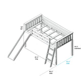 Max and Lily Twin Low Loft with Slide and Curtains