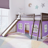 Max and Lily Twin Low Loft with Slide and Curtains