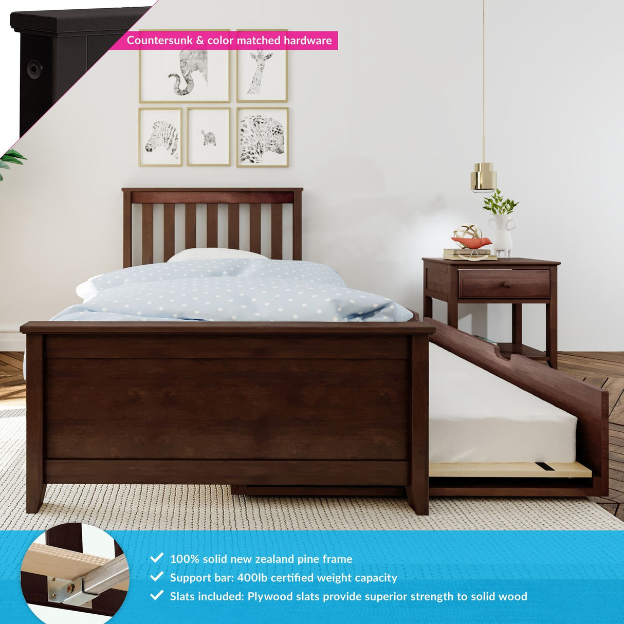 Max and Lily Twin Size Bed with Trundle