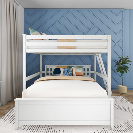 Max and Lily L-Shaped Full over Queen Bunk Bed with Ladder on End