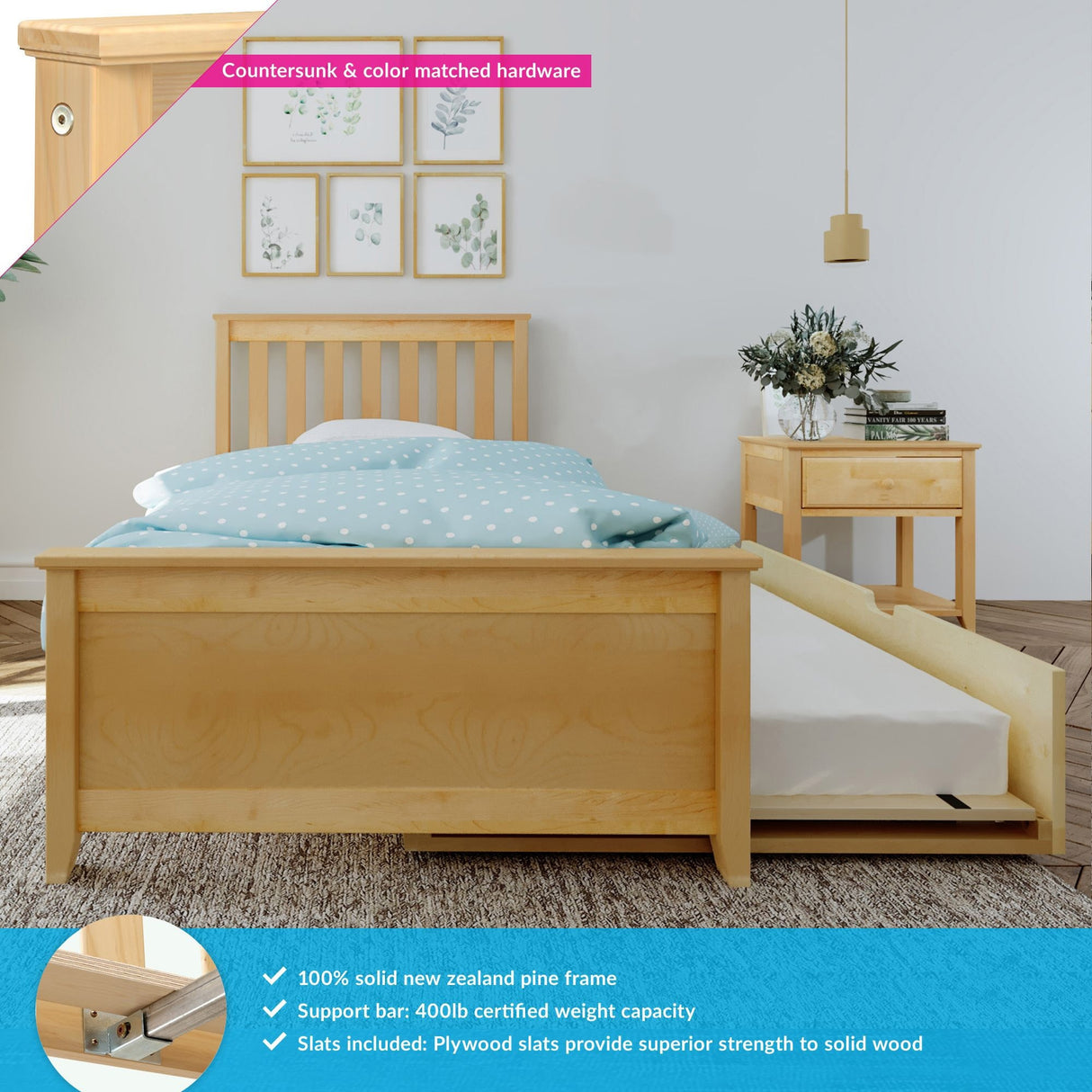 Max and Lily Twin Size Bed with Trundle