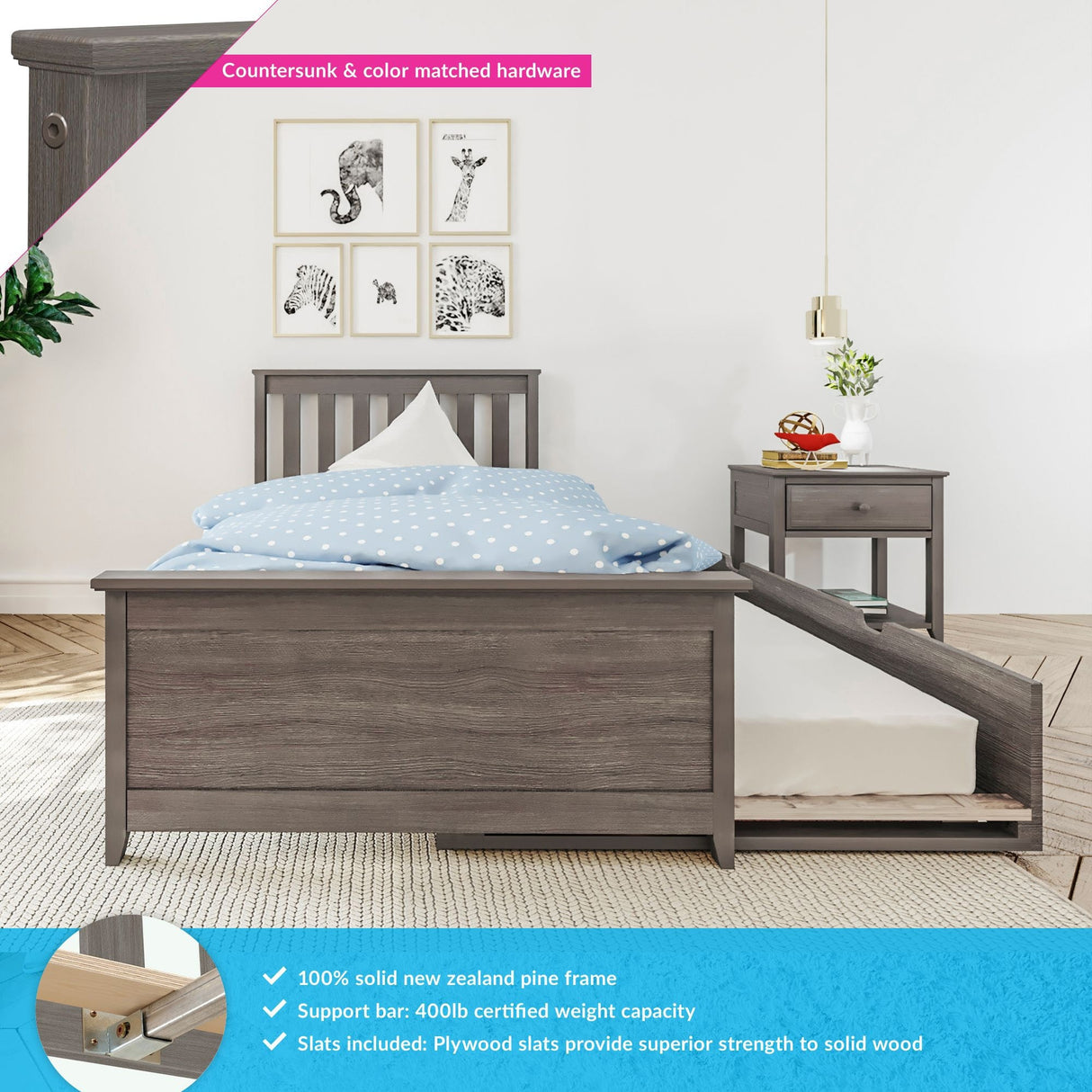 Max and Lily Twin Size Bed with Trundle