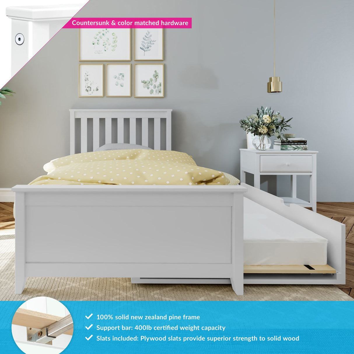 Max and Lily Twin Size Bed with Trundle