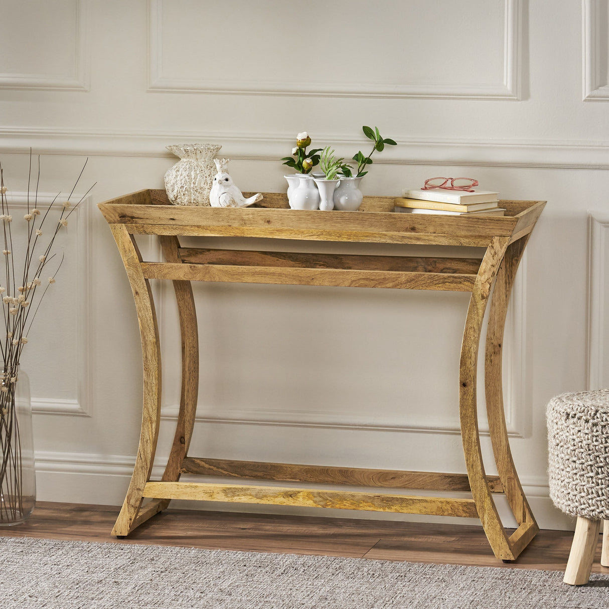 Meagher Rustic Handcrafted Mango Wood Console Table by Christopher Knight Home - 42.00" L x 14.00" W x 31.00" H