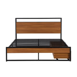 Merax Queen/Full Metal Platform Bed with 2 Drawers, Sockets, USB Ports