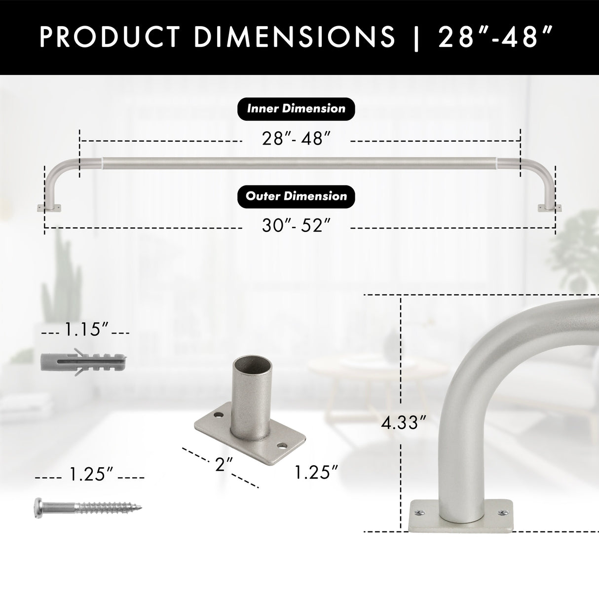 Meriville 1-Inch Diameter Wrap Around Blackout Curtain Rod