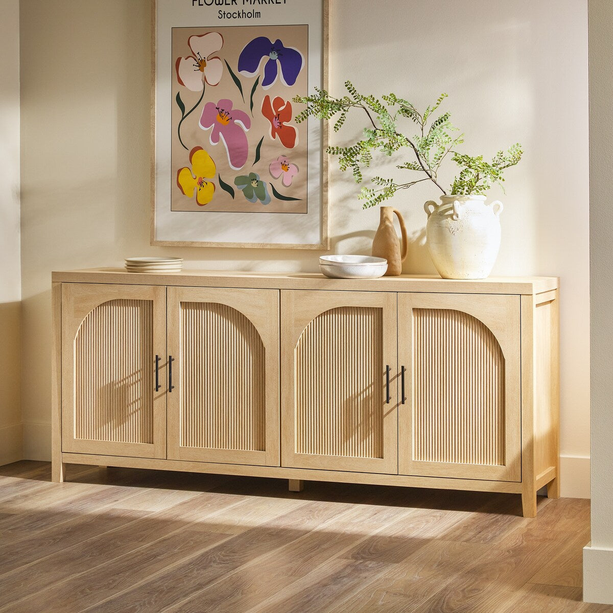 Middlebrook Modern 70-inch Reeded Sideboard with Arched Doors