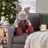 Mina Victory Plush Lines Holiday Moose 22" x 26" Brown Indoor Plush Animal - 22" x 26"