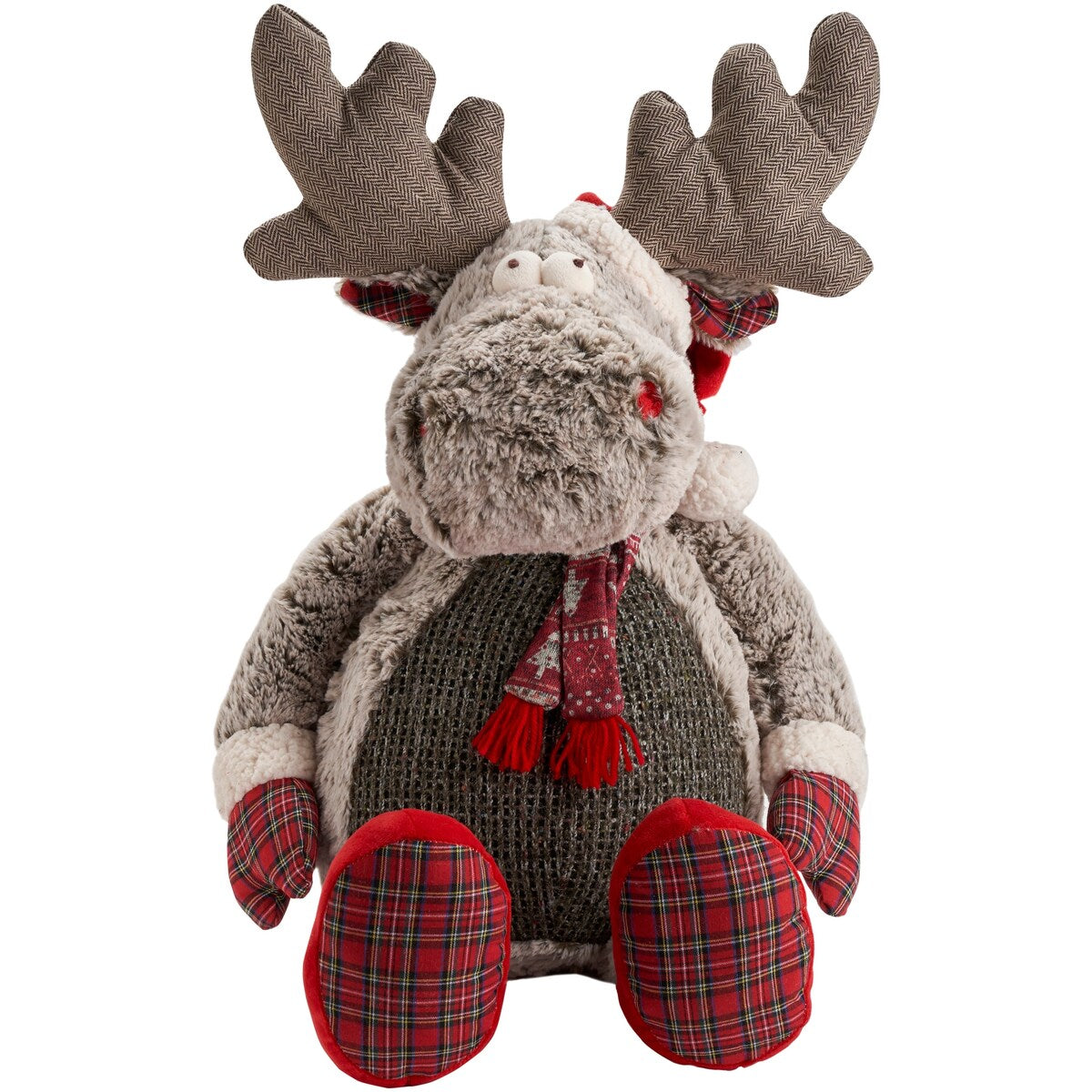 Mina Victory Plush Lines Holiday Moose 22" x 26" Brown Indoor Plush Animal - 22" x 26"