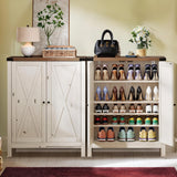 Moasis 5-tier 20 Pair Shoe Storage Cabinet with Double Doors for Entryway