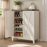 Moasis 5-tier 20 Pair Shoe Storage Cabinet with Double Doors for Entryway