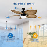 Moasis 52" Palm Leaf Ceiling Fan with Light Tropical Style with Remote