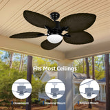 Moasis 52" Palm Leaf Ceiling Fan with Light Tropical Style with Remote