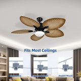 Moasis 52" Palm Leaf Ceiling Fan with Light Tropical Style with Remote