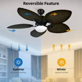 Moasis 52" Palm Leaf Ceiling Fan with Light Tropical Style with Remote