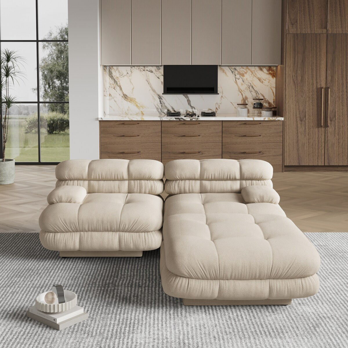 Modular Sectional Couch with Ottomans- L Shaped Couch for Living Room, 3 Seater Sofa Sets