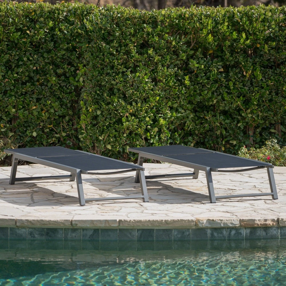 Myers Outdoor Mesh Chaise Lounge (Set of 2) by Christopher Knight Home