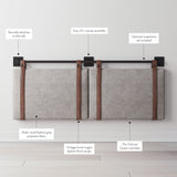 Nathan James Harlow Wall Mount Upholstered Headboard with Metal Rail