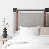 Nathan James Harlow Wall Mount Upholstered Headboard with Metal Rail