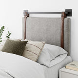 Nathan James Harlow Wall Mount Upholstered Headboard with Metal Rail