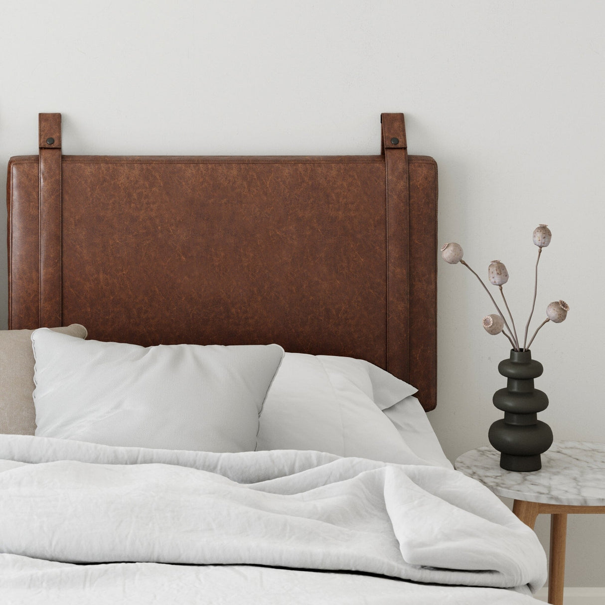 Nathan James Harlow Wall Mount Upholstered Headboard with Metal Rail