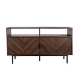 Izsak Media Console, TV Stand, Entertainment Cabinet with Herringbone Doors and Cubby Storage