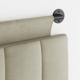 Nathan James Remi Wall Mount Tufted Headboard with Adjustable Straps and Black Metal Rail