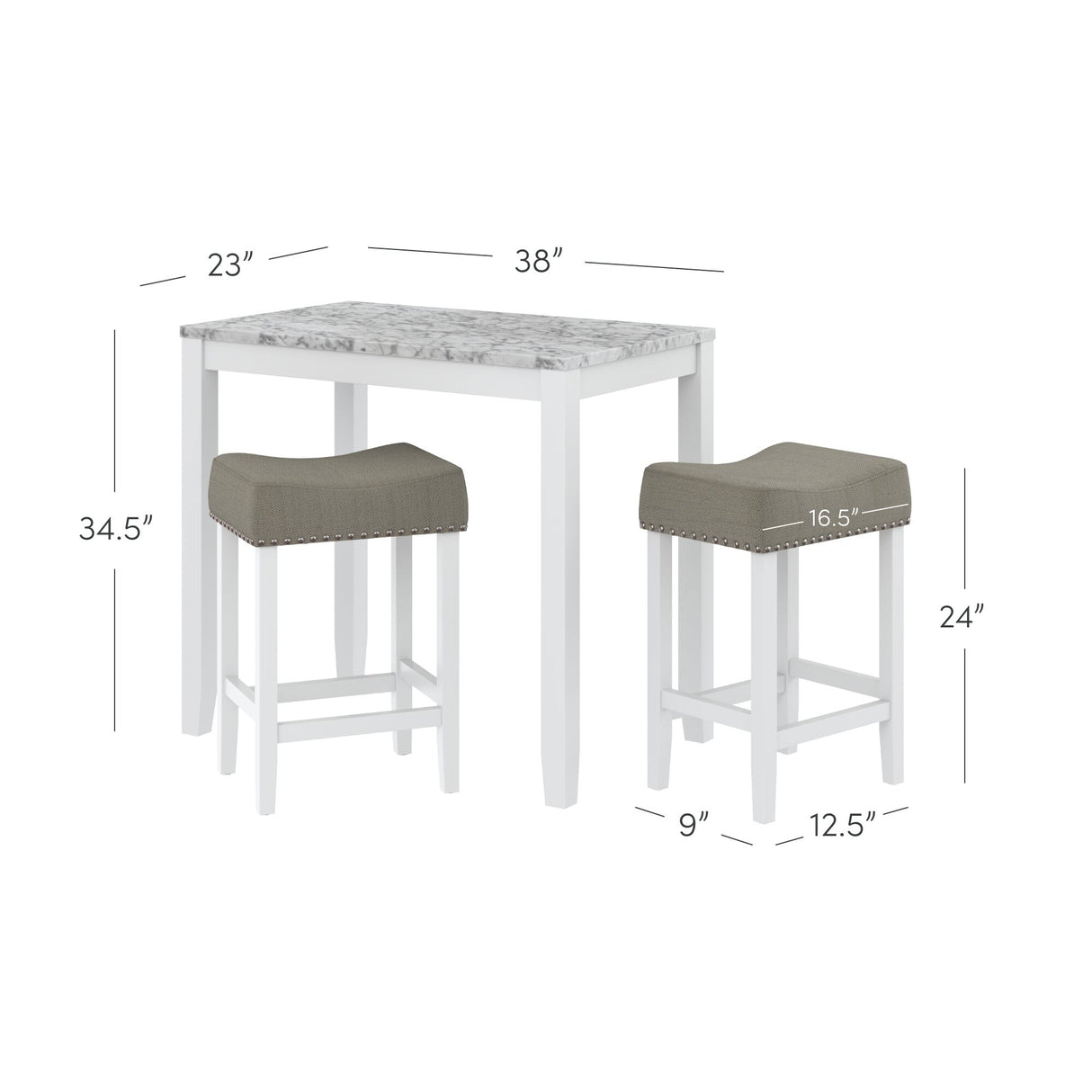 Nathan James Viktor 3-Piece Dining Set or Bistro Table