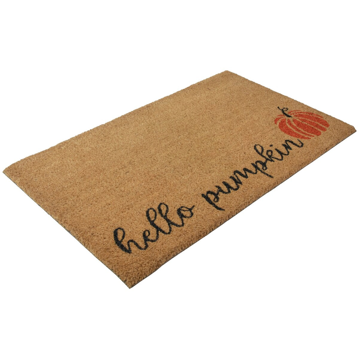 Natural Coir "Hello Pumpkin" Autumn Harvest Doormat 18" x 30" - 18" x 30"