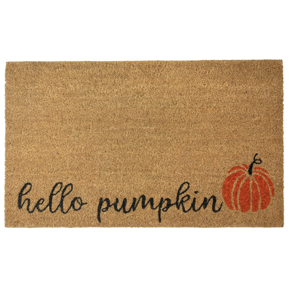 Natural Coir "Hello Pumpkin" Autumn Harvest Doormat 18" x 30" - 18" x 30"