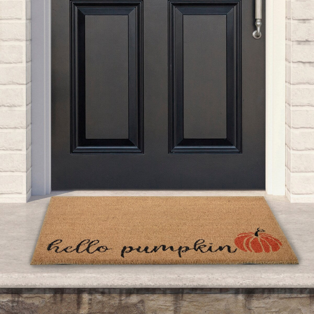 Natural Coir "Hello Pumpkin" Autumn Harvest Doormat 18" x 30" - 18" x 30"