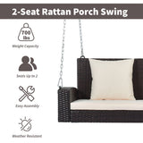 Nestfair 2-Person Wicker Hanging Porch Swing with Chains