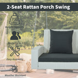 Nestfair 2-Person Wicker Hanging Porch Swing with Chains