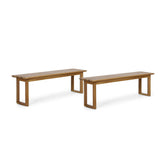 Nibley Acacia Wood Outdoor Dining Bench (Set of 2) by Christopher Knight Home