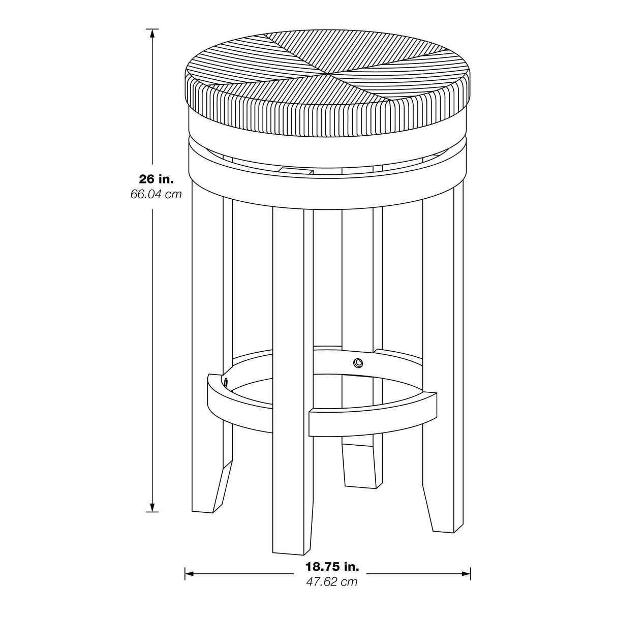 OS Home and Office Furniture 2-Pack 26" Swivel Counter Stool with Woven Seagrass Seat and White Frame