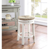 OS Home and Office Furniture 2-Pack 26" Swivel Counter Stool with Woven Seagrass Seat and White Frame