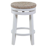 OS Home and Office Furniture 2-Pack 26" Swivel Counter Stool with Woven Seagrass Seat and White Frame