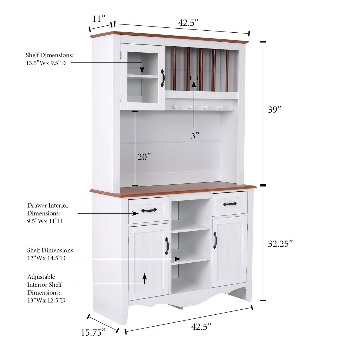 OS Home and Office Furniture Model Countryside Buffet and Hutch