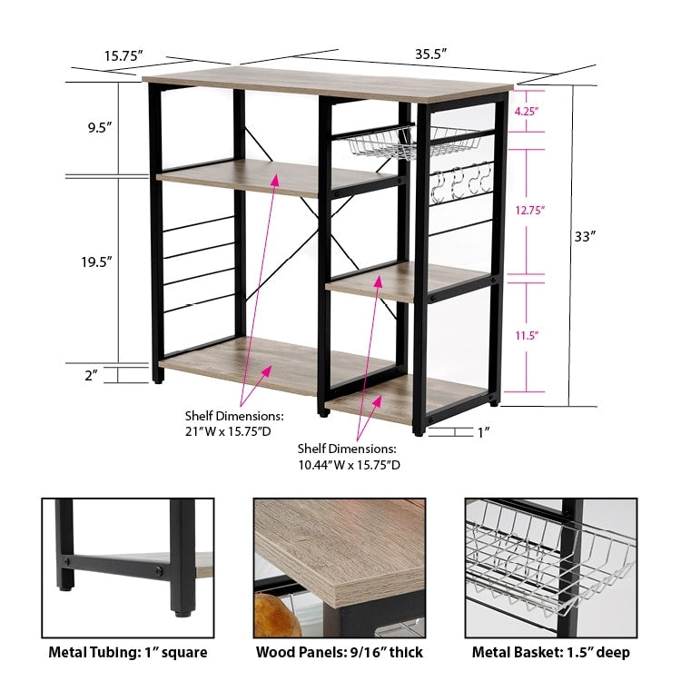 OS Home and Office Furniture Model Kitchen Island with Slide Out Vegetable Basket