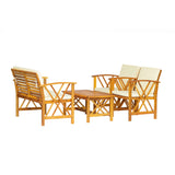 Beckton 4-Piece Outdoor Wood Patio Chat Set with Cushions