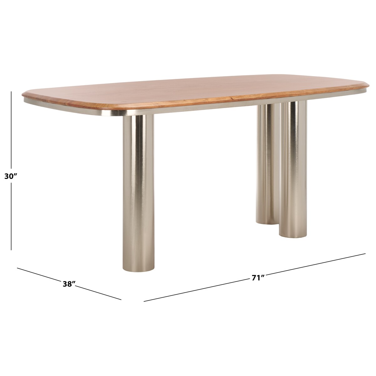 Osborn 71-inch Metal Dining Table - Natural/Silver - 71Wx38Dx30H