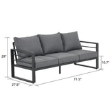 Outdoor Aluminum 3 Seater Sofa with Cushion