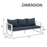 Outdoor Aluminum 3 Seater Sofa with Cushion