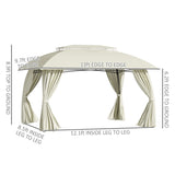 Outsunny 10' x 13' Patio Gazebo Outdoor Canopy Shelter with Sidewalls, Double Vented Roof, Steel Frame